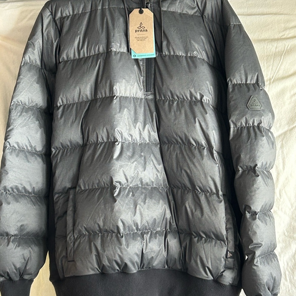 Prana Men’s Gray Quilted Puffer Pullover Jacket
